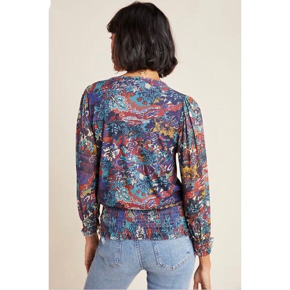 Anthropologie Ines Smocked Surplice Blouse Top, XS - Picture 2 of 8